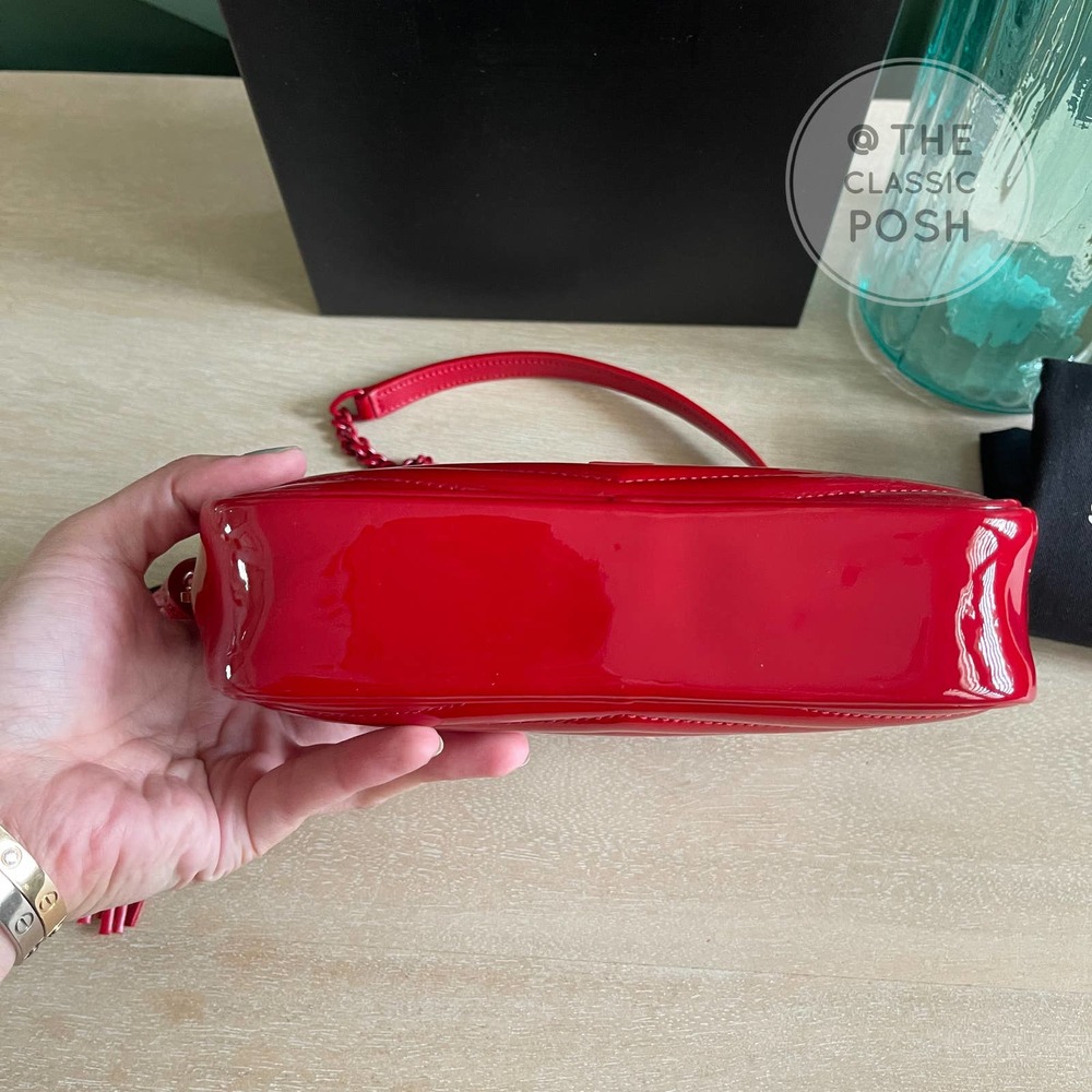 ❌SOLD❌ NEW SAINT LAURENT Lou Mini Matelassé Patent Leather Camera Bag RED - Picture 4 of 12